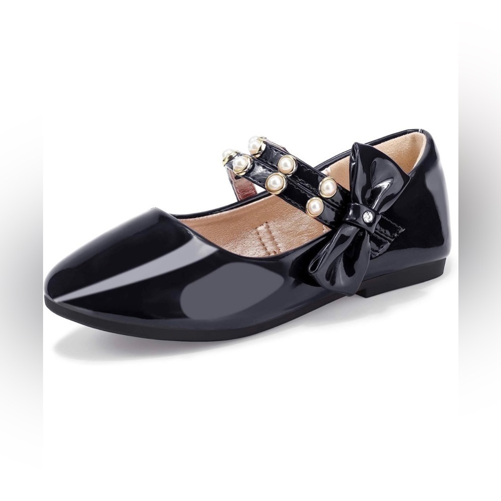 PANDANINJIA Jessica Toddler Girls Dress Shoes Ankle Strap Ballet Flats Mary Jane